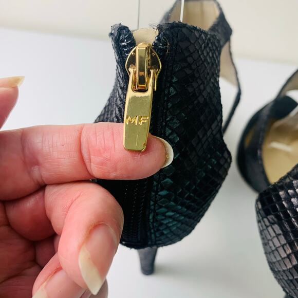 Marc Fisher Women's Kabriele Cutout Dress Pumps Black Suede Snakeskin Design - Picture 11 of 14